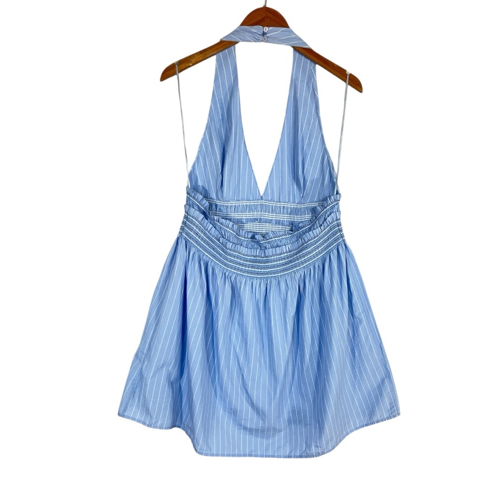 NWT Zara Striped Poplin Halter Mini Dress Size XL - Picture 9 of 10